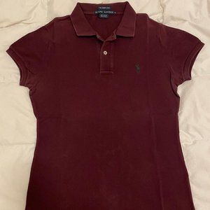 RALPH LAUREN Skinny Fit Cotton Polo Burgundy